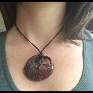 Picture Jasper Fish Pendant Necklace